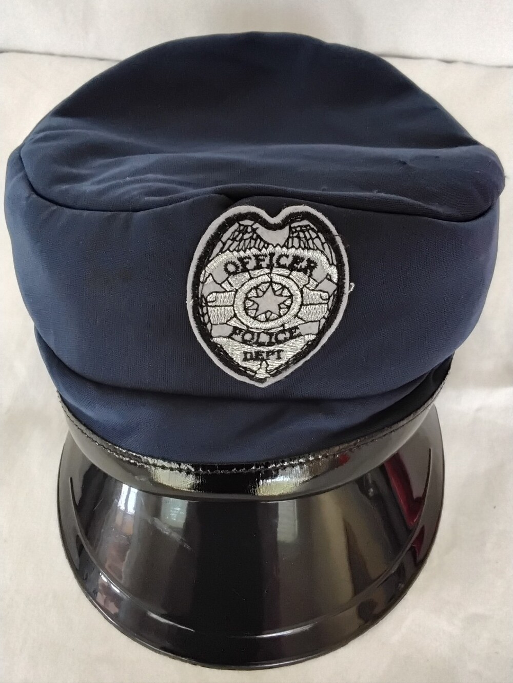 Kids Navy Police-Style Officer Cap with Badge Patch